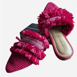 LUCKY BRAND Embroidered Mules Size 7.5 Women's Boho Slip On Indie Slides